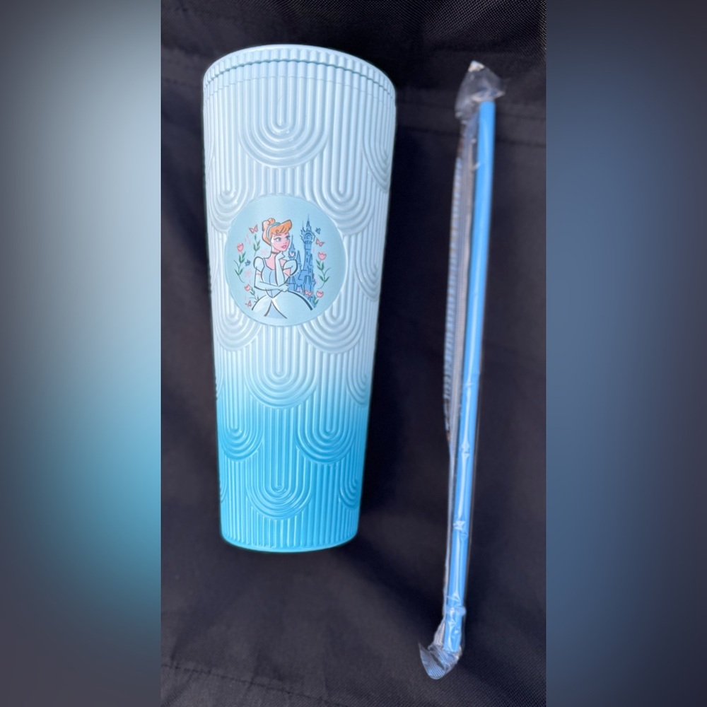 Disney Princess Blue Tumbler with Straw